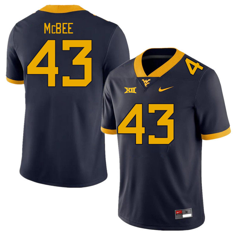 Men #43 Colin McBee West Virginia Mountaineers College Football Jerseys Stitched Sale-Navy - Click Image to Close